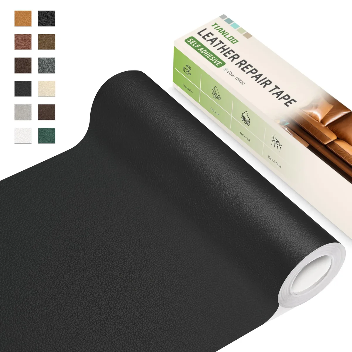  Avery Leather Repair Tape 16 x 80 Inches Black-Litchi Grain — product photo