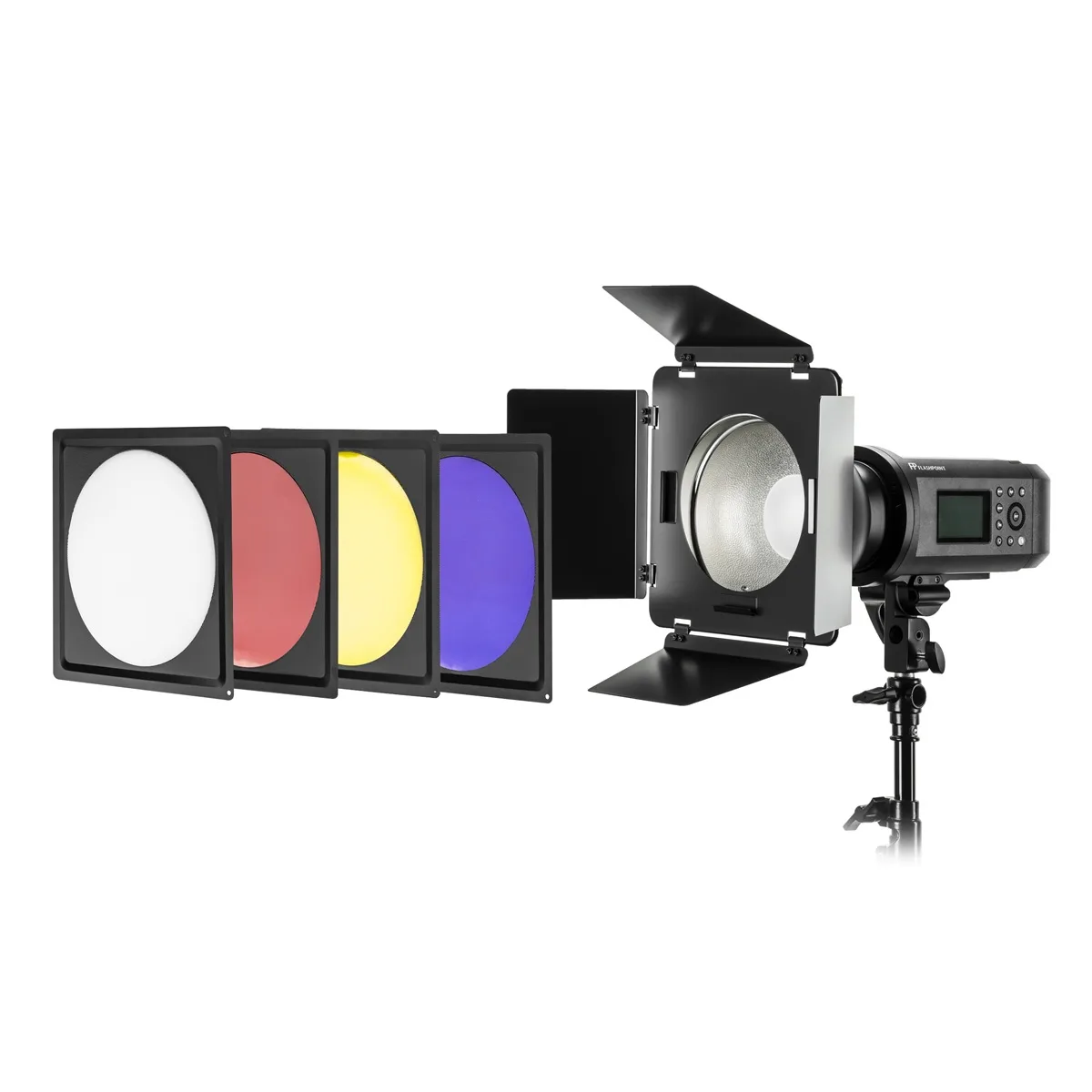 Flashpoint Brand Flashpoint Universal Barn Door Kit with Grid and Gels 6.5 to 9-inch — product photo