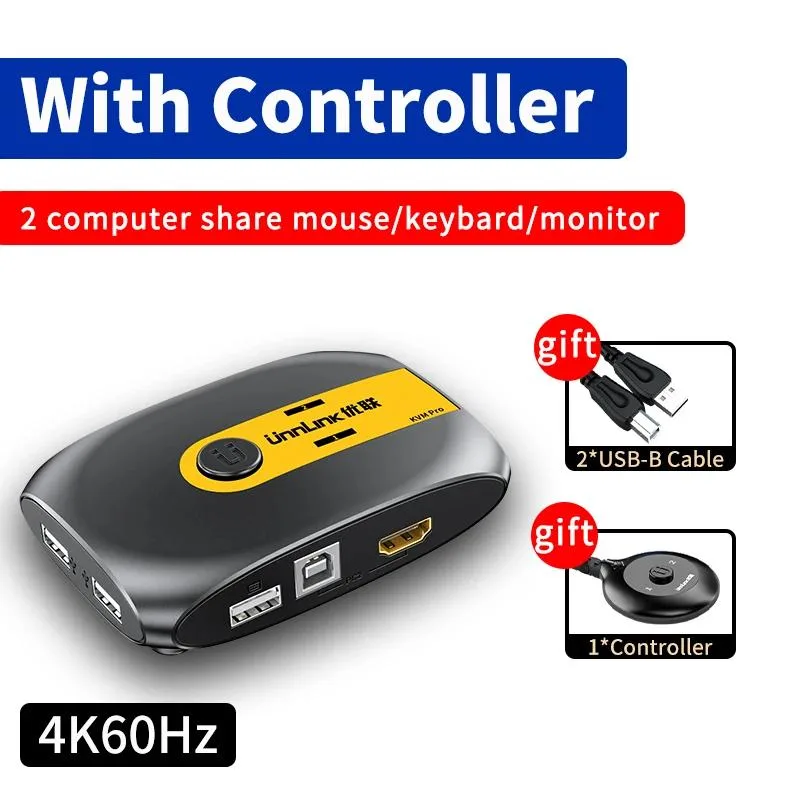 YINGHUA YINGHUA 2-port HDMI KVM switch 4K60Hz with extender controller — product photo