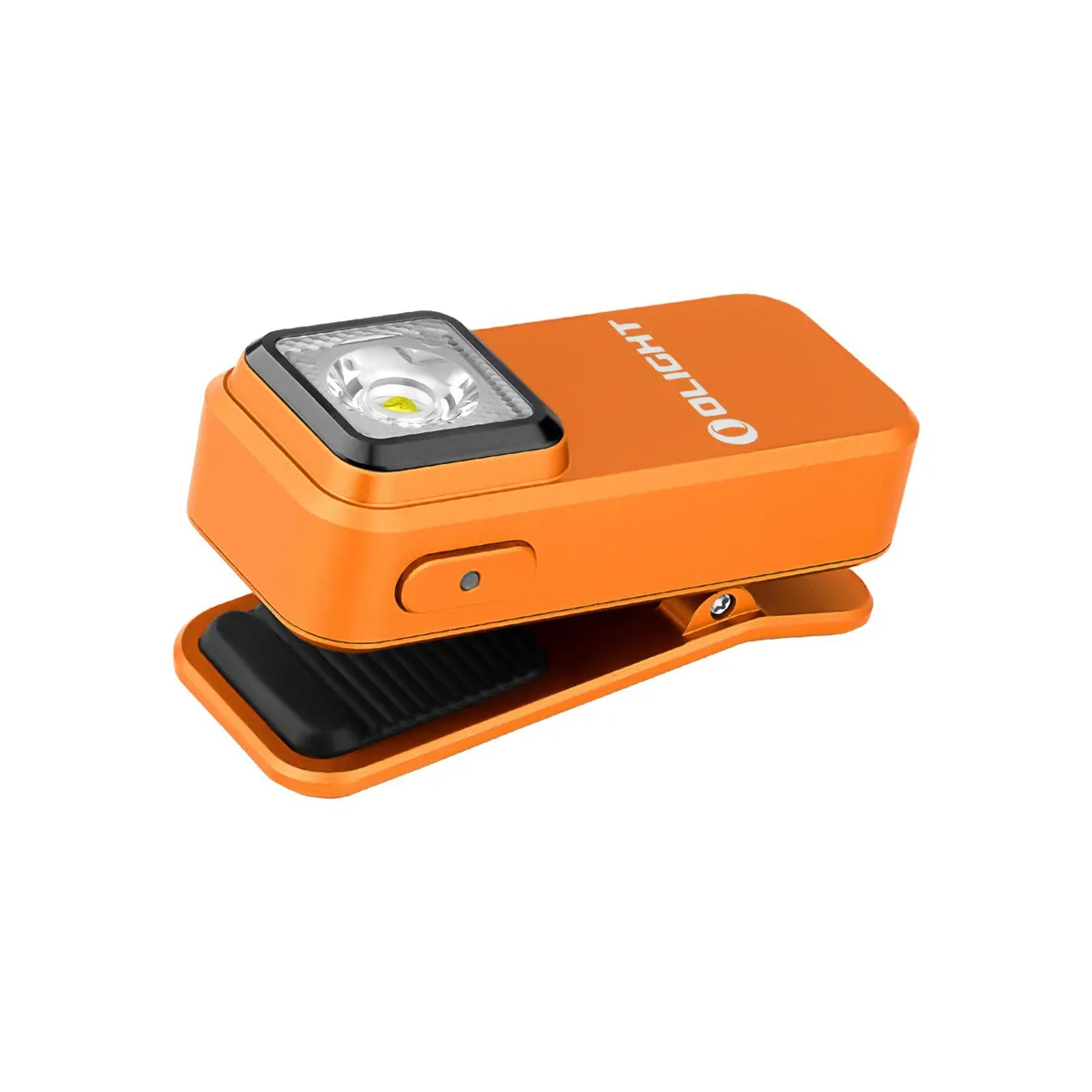 Small orange clip-on flashlight with magnetic back and USB-C port