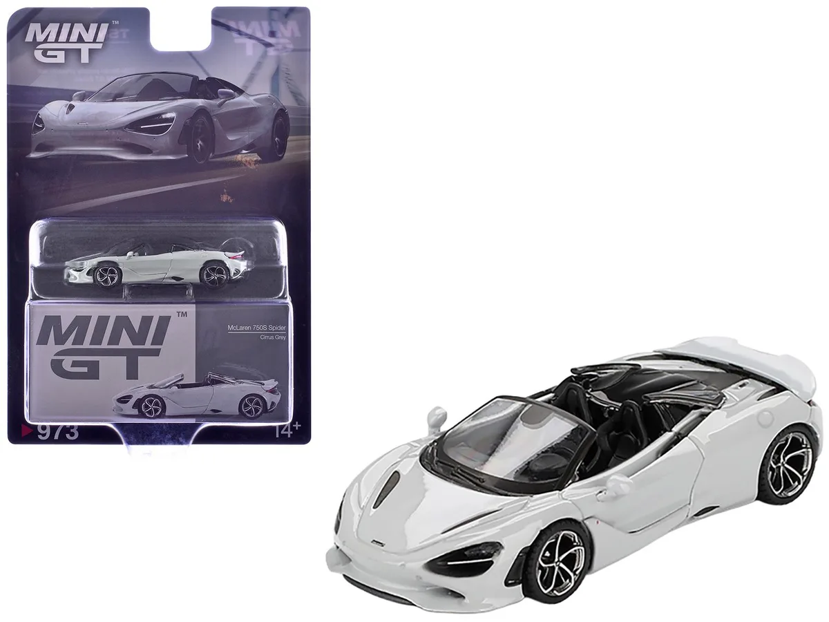 Mini GT Mini GT McLaren 750S Spider Cirrus Gray Limited Edition 1/64 Diecast Hobby Collectible — product photo