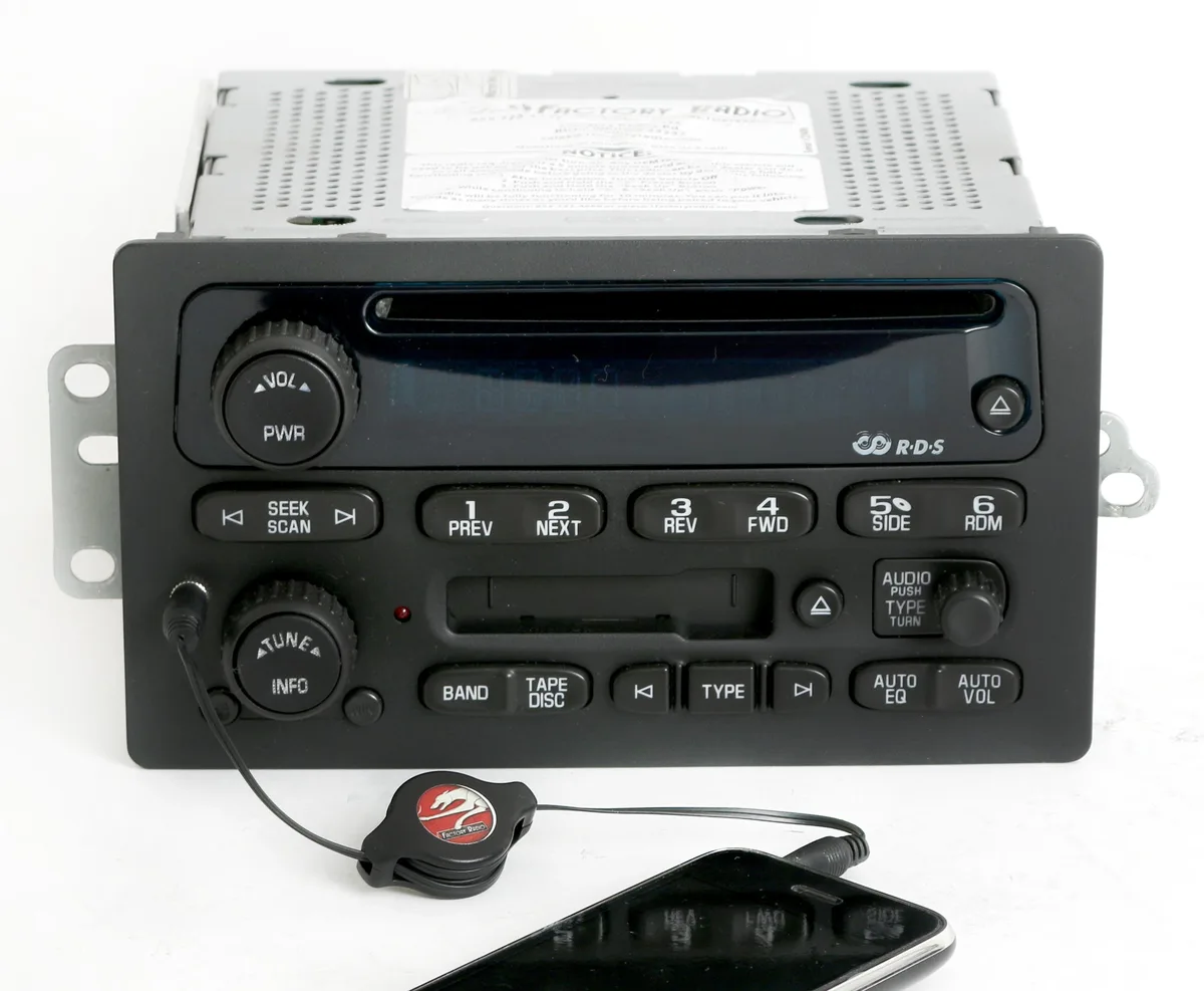 1 Factory Radio 1 Factory Radio 15849619 AM FM CD Cassette Receiver Auxiliary Input 2005-2009 — product photo