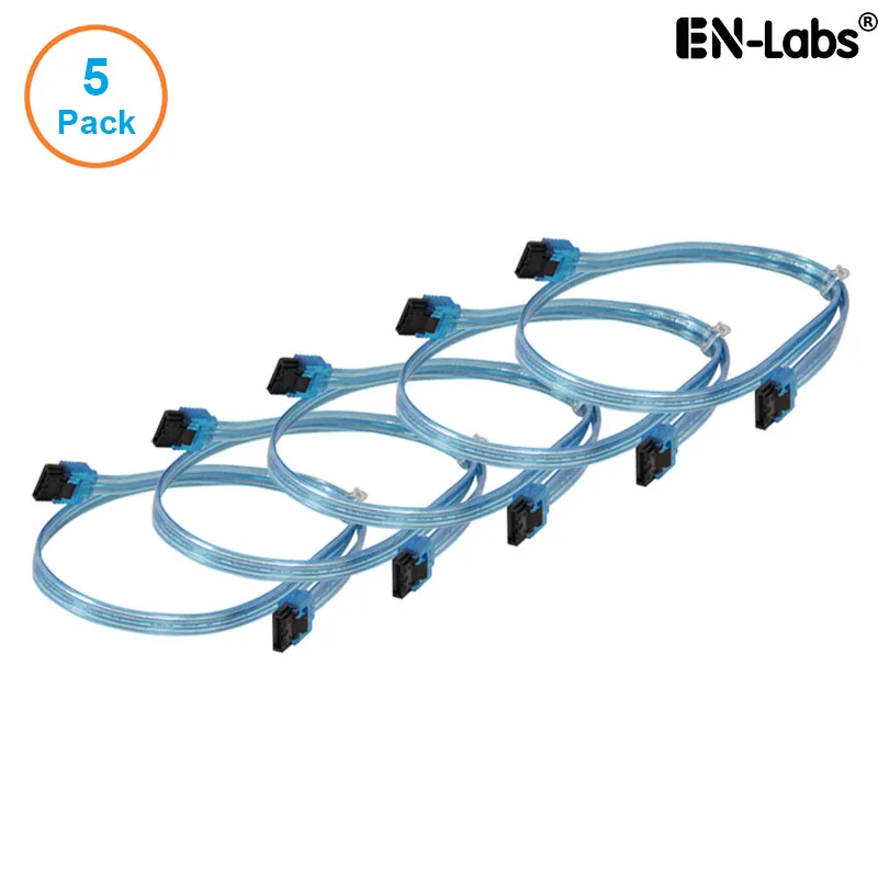 EN-Labs EN-Labs 5PKSATAIII60CMBL 5-pack SATA cable UV Blue 24 inch — product photo