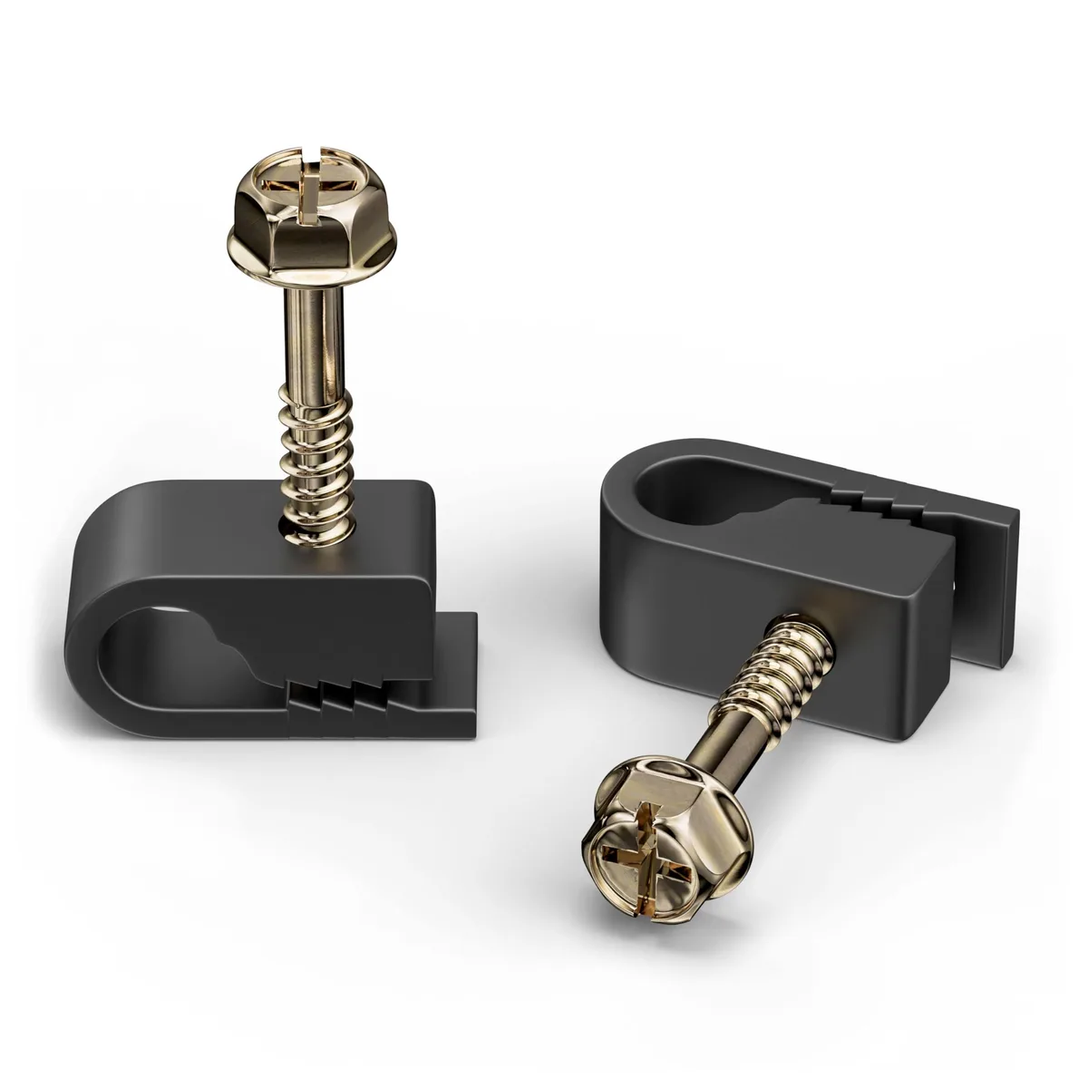 Black plastic wire clips with pre-installed screws, 100 pieces