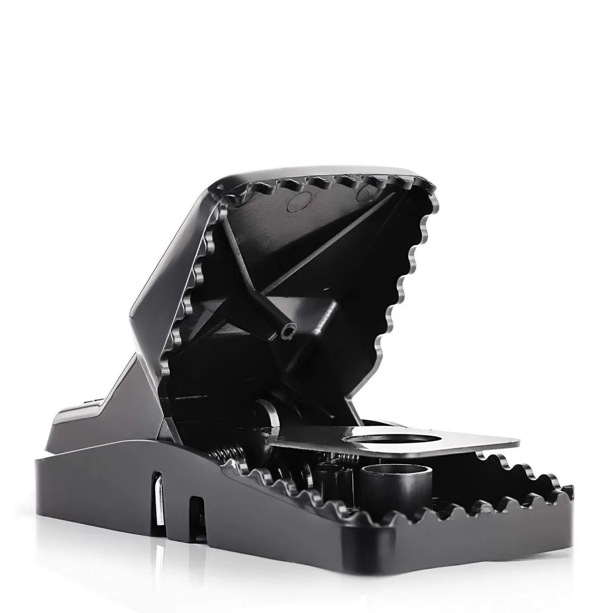 Four black polystyrene rat traps rectangular shape matte finish