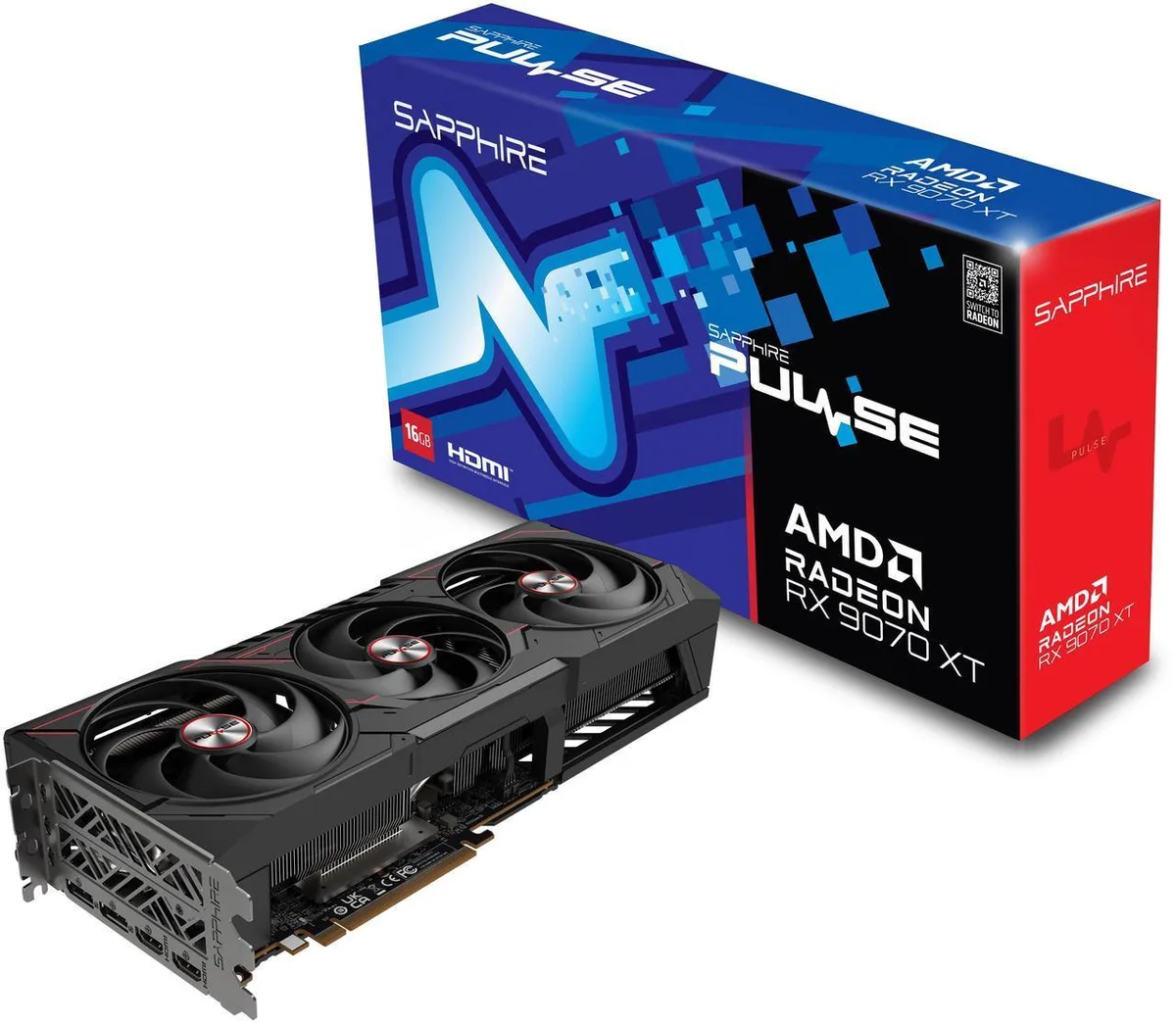 Sapphire Tech Sapphire Tech PULSE Radeon RX 9070 XT 16GB graphics card — product photo