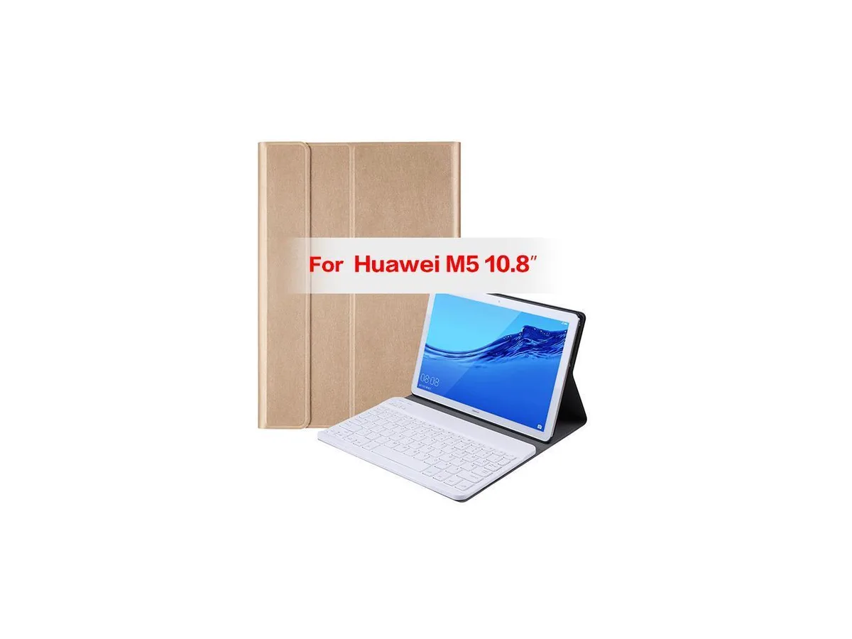 Gold PU leather tablet case with detachable Bluetooth keyboard for 10.8 inch MediaPad M5