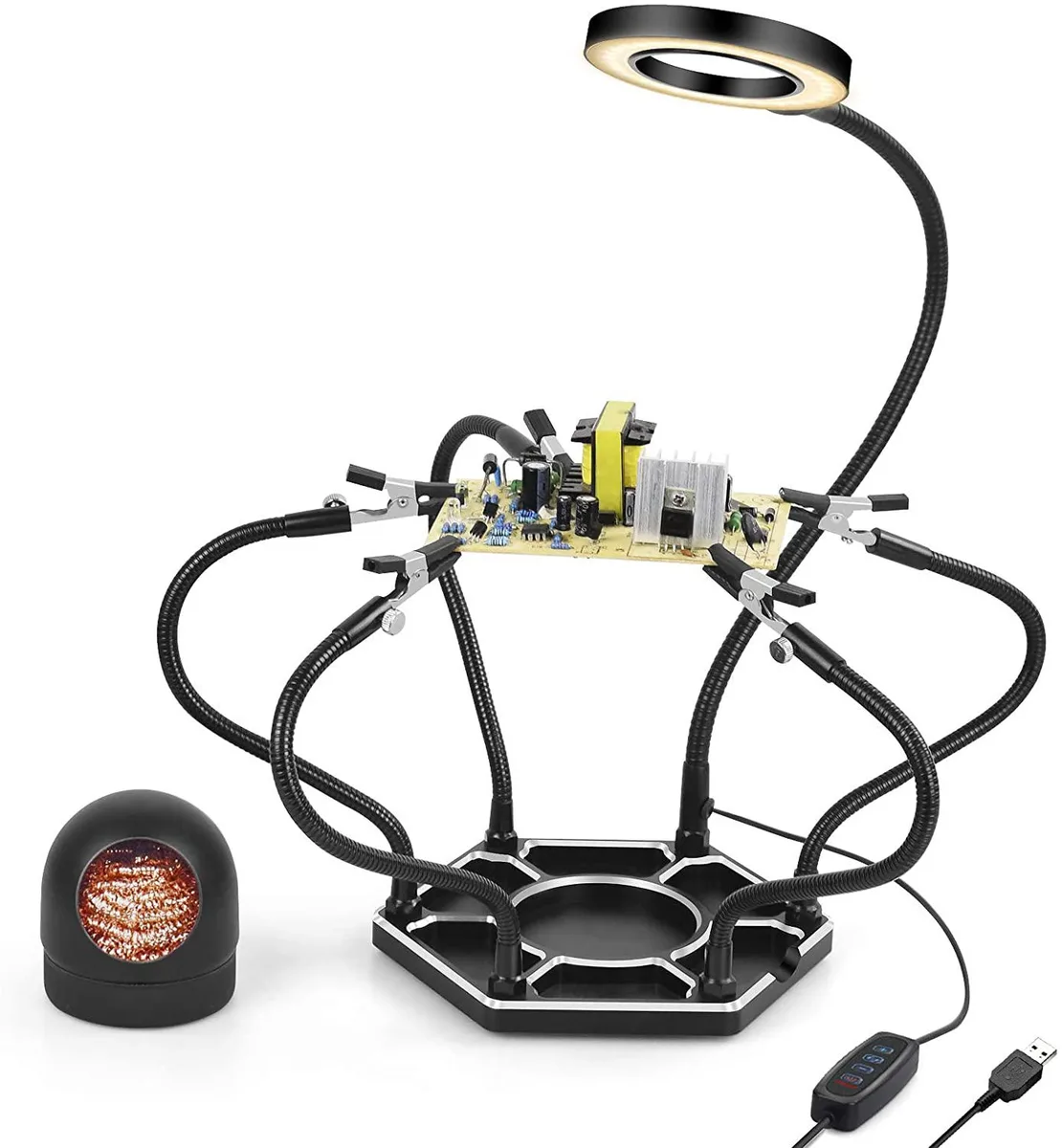 Value Brand Value Brand Arc Lamp 3X Magnifier 6 Arms 42 LED 55mm Lens — product photo