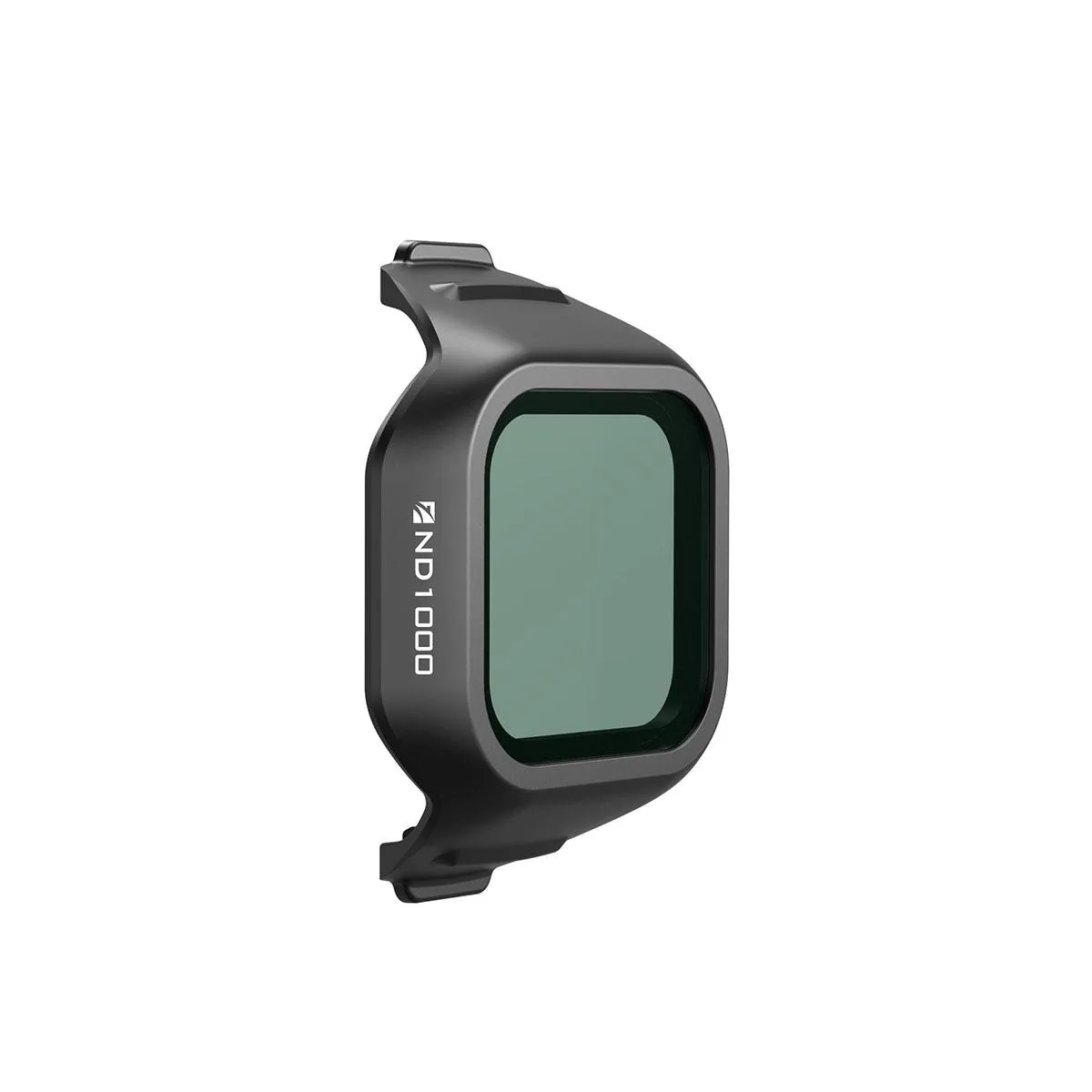 Small circular glass filter with black frame in protective case