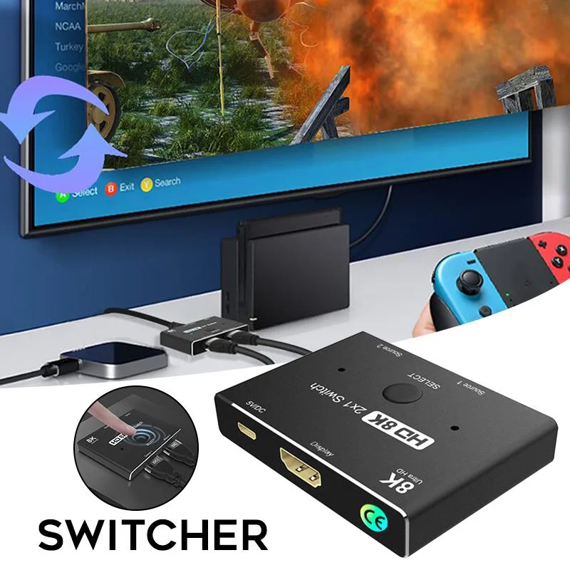 ESTONE ESTONE TJ-A002 HDMI 2.1 switch 2 in 1 out 48Gbps 8K@60Hz 4K@120Hz — product photo