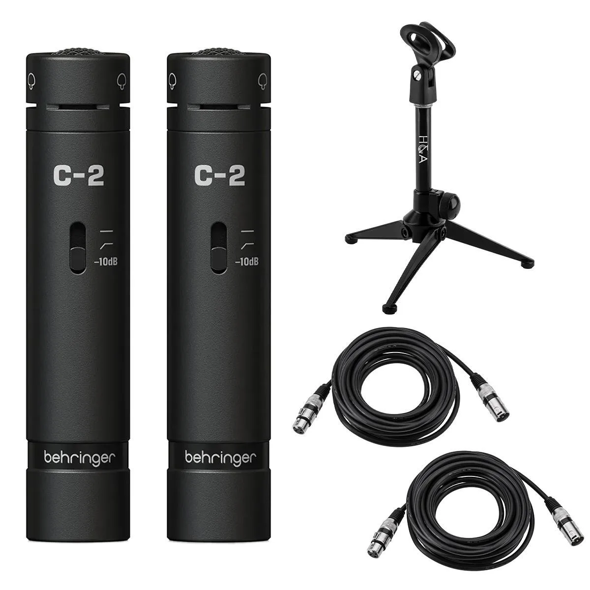 Behringer Behringer C-2 Dark Edition Microphones Pair 2x Stand 25' XLR Cable — product photo