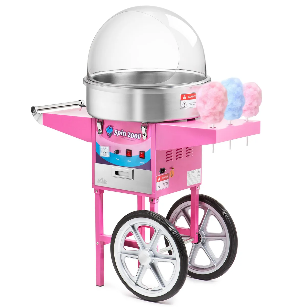 Olde Midway Olde Midway SPIN-2000 Cotton Candy Machine Cart with Bubble Shield, 950W, 20-Inch Bowl — product photo