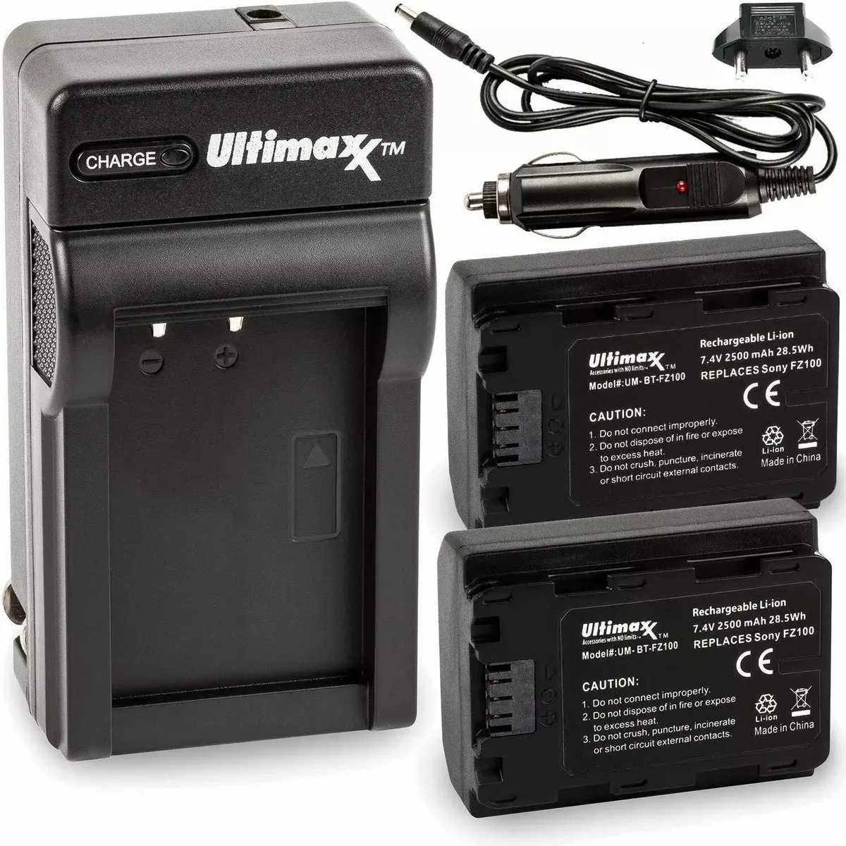 Ultimaxx Ultimaxx Travel Charger + 2x NP-FZ100 2500mAh Batteries — product photo
