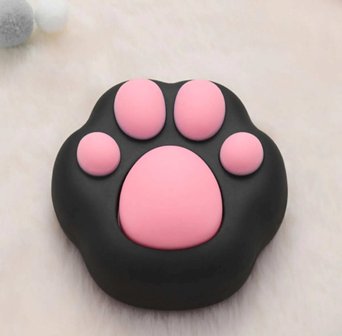 Pink cat-shaped wireless desktop power button with blue LED and Type-C charging