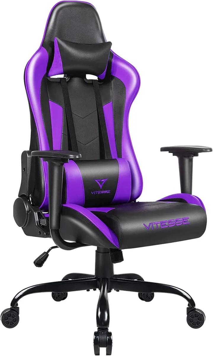 Vitesse Vitesse MSG-ML-KWFRC00 gaming chair Black Purple 90-180° recline 300 lb 360° swivel — product photo