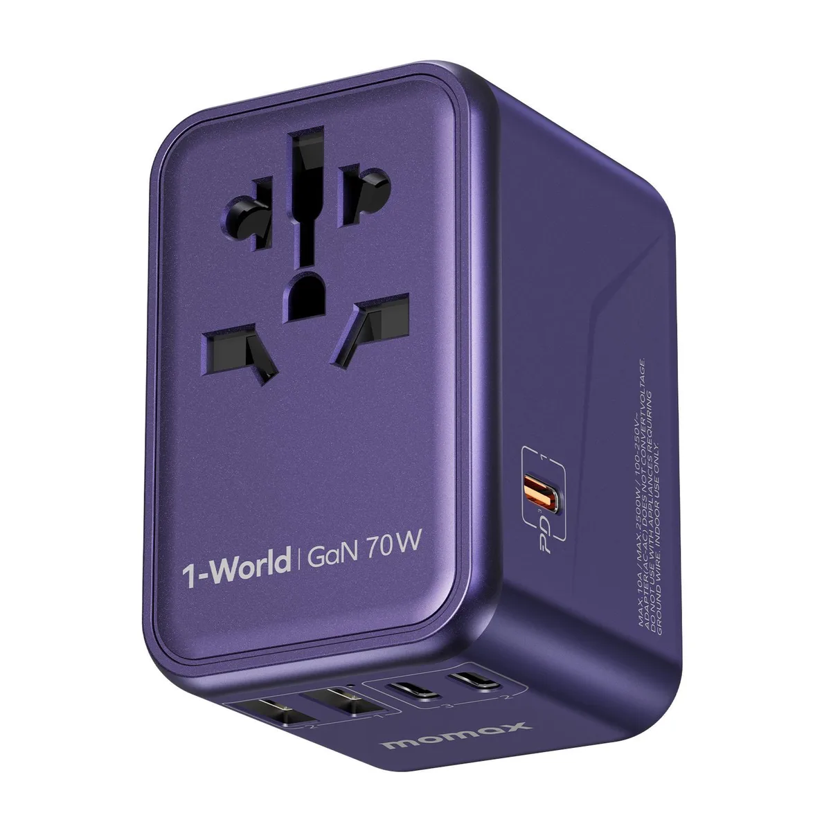 MOMAX Technology Ltd. MOMAX Technology Ltd. UA8AU 70W GaN travel adapter Purple — product photo