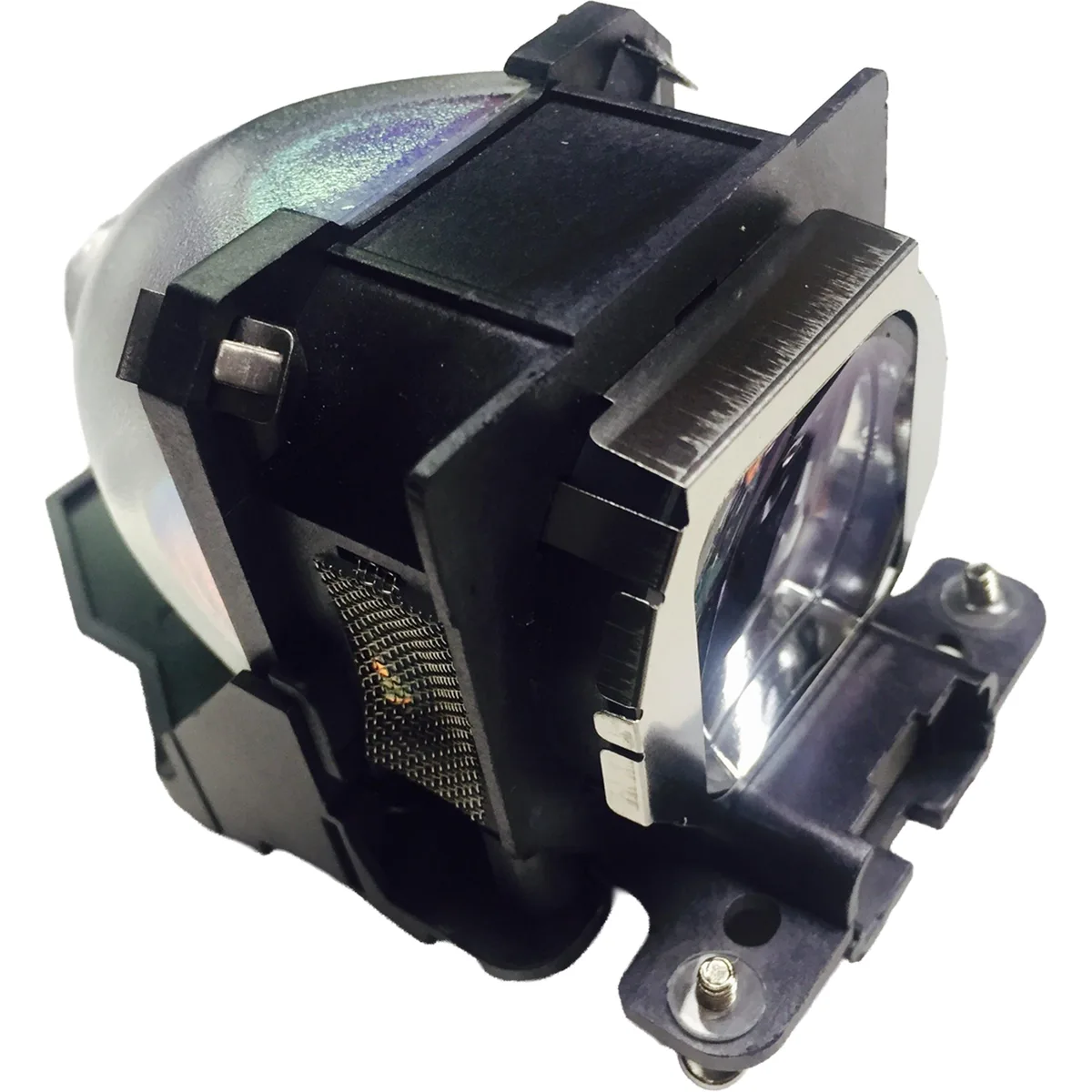New projector lamp module with black housing and clear glass bulb, weighs .9900 kg