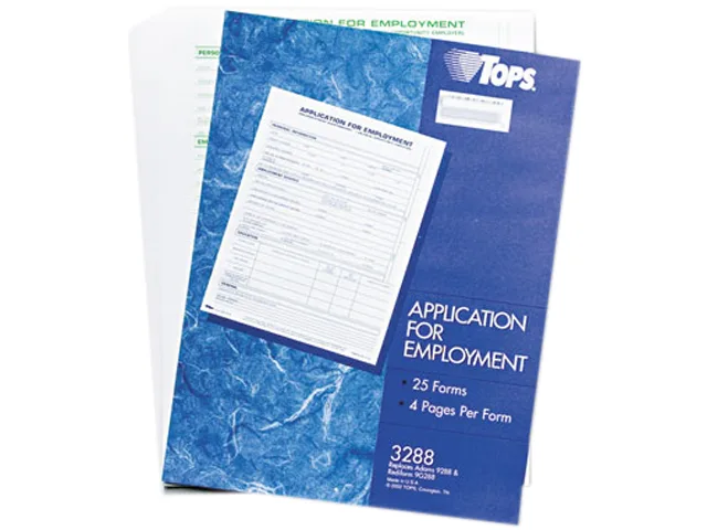 TOPS TOPS 3288 Comprehensive Employee Application Form 25 Pack — product photo