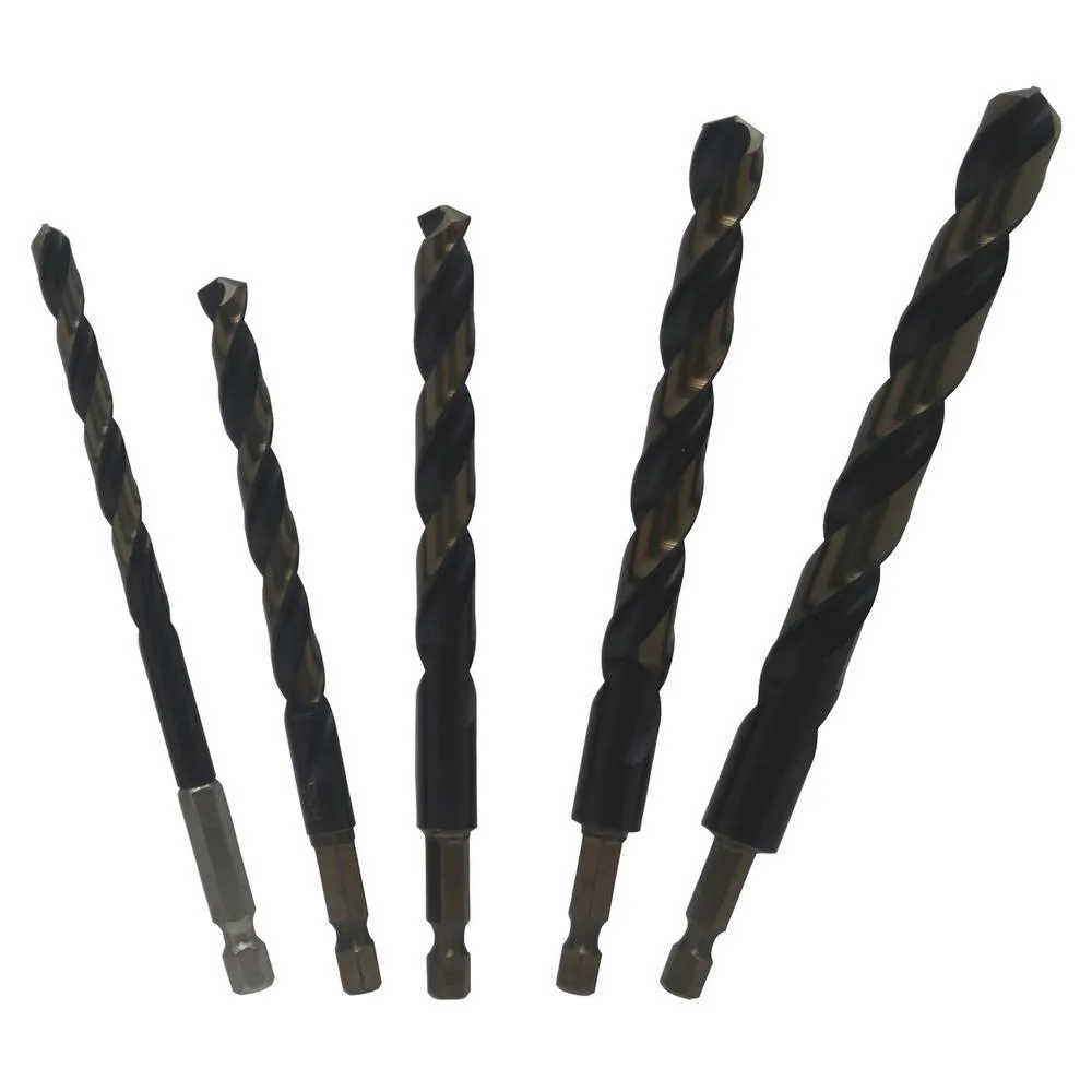 Drill America Drill America KFD HSS Drill Bit Set 5pc 1/4in Hex Shank 135 Split Point — product photo