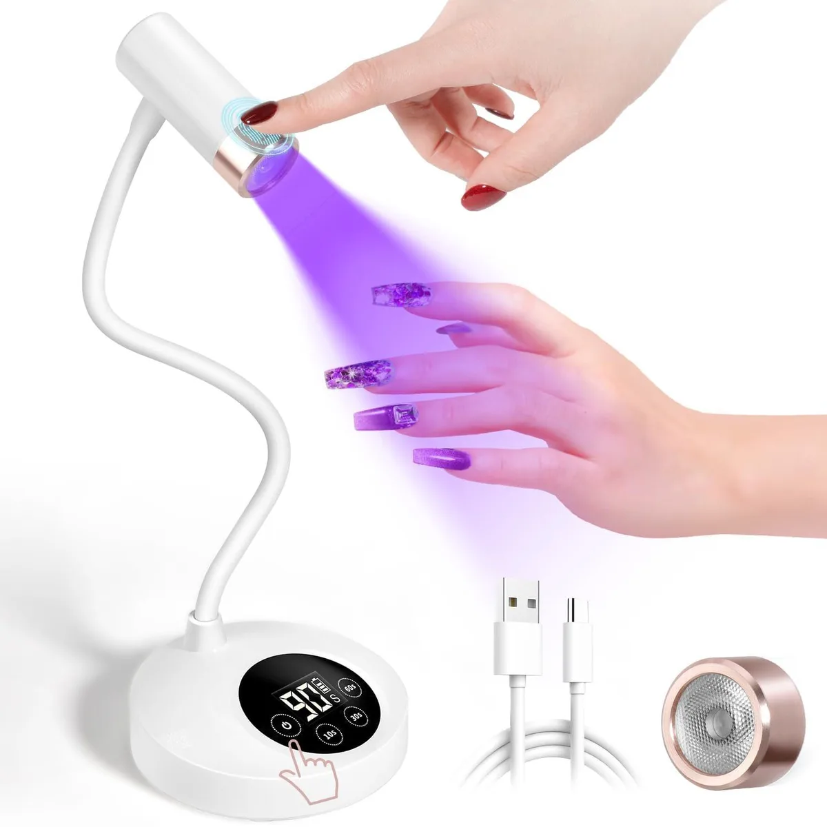  AORAEM 12W UV LED Nail Lamp Rechargeable Gooseneck — product photo