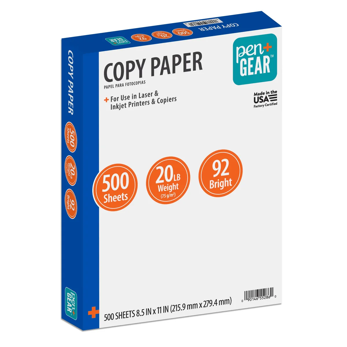 None Continuous None Continuous Pen+Gear Copy Paper 8.5x11 20 lb 92 Bright 500 Sheets — product photo