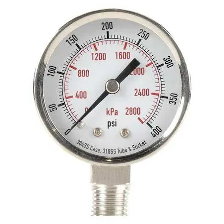 Value Brand Value Brand Commercial Pressure Gauge 0 to 400 psi 2 in Dial 1/4 in — product photo