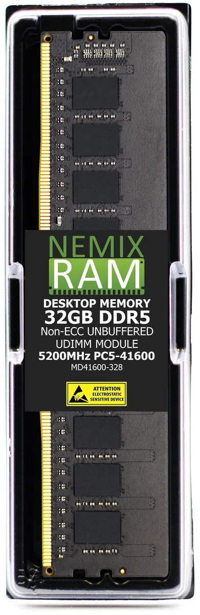 NEMIX RAM NEMIX RAM 32GB 1x32GB DDR5 5200MHz PC5-41600 2Rx8 1.1V 288-PIN Non-ECC UDIMM server RAM — product photo