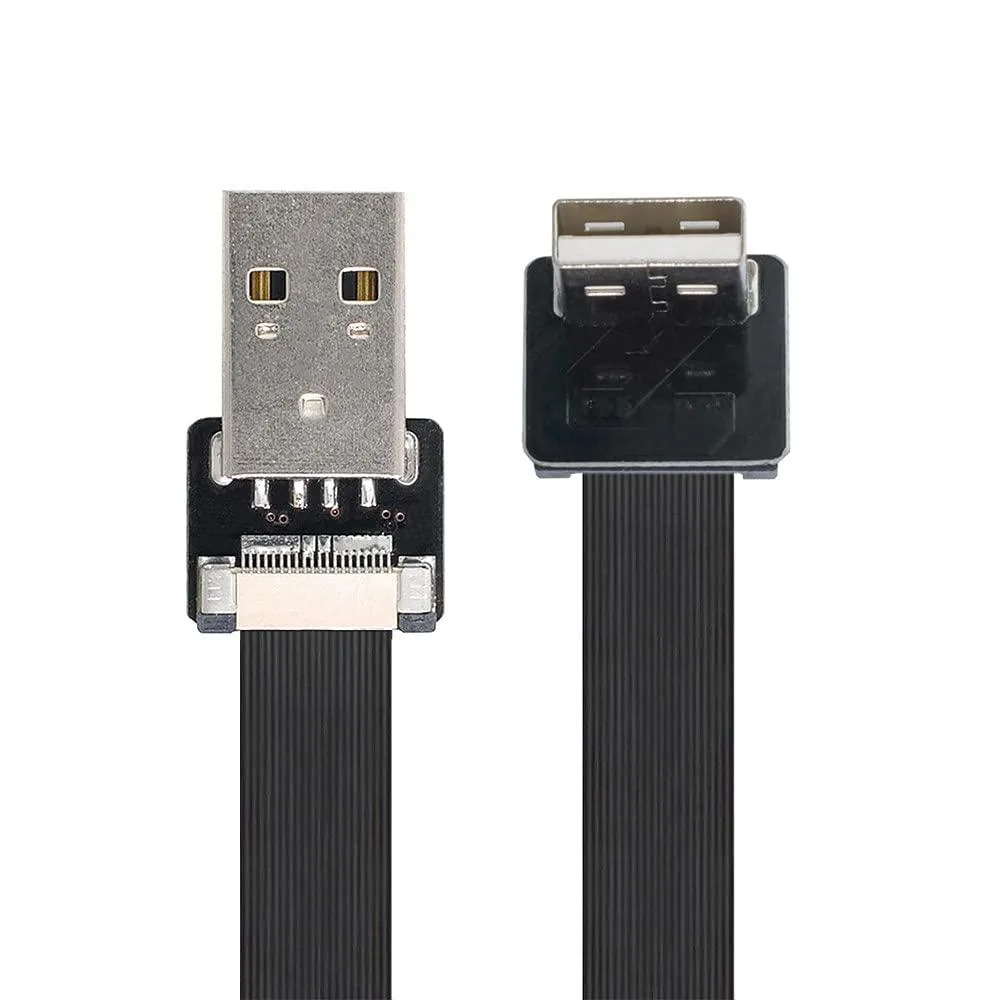 Vszerda Vszerda 0.5M Down Angled USB 2.0 Type-A Male to Male Flat Slim FPC Cable 90 Degree — product photo
