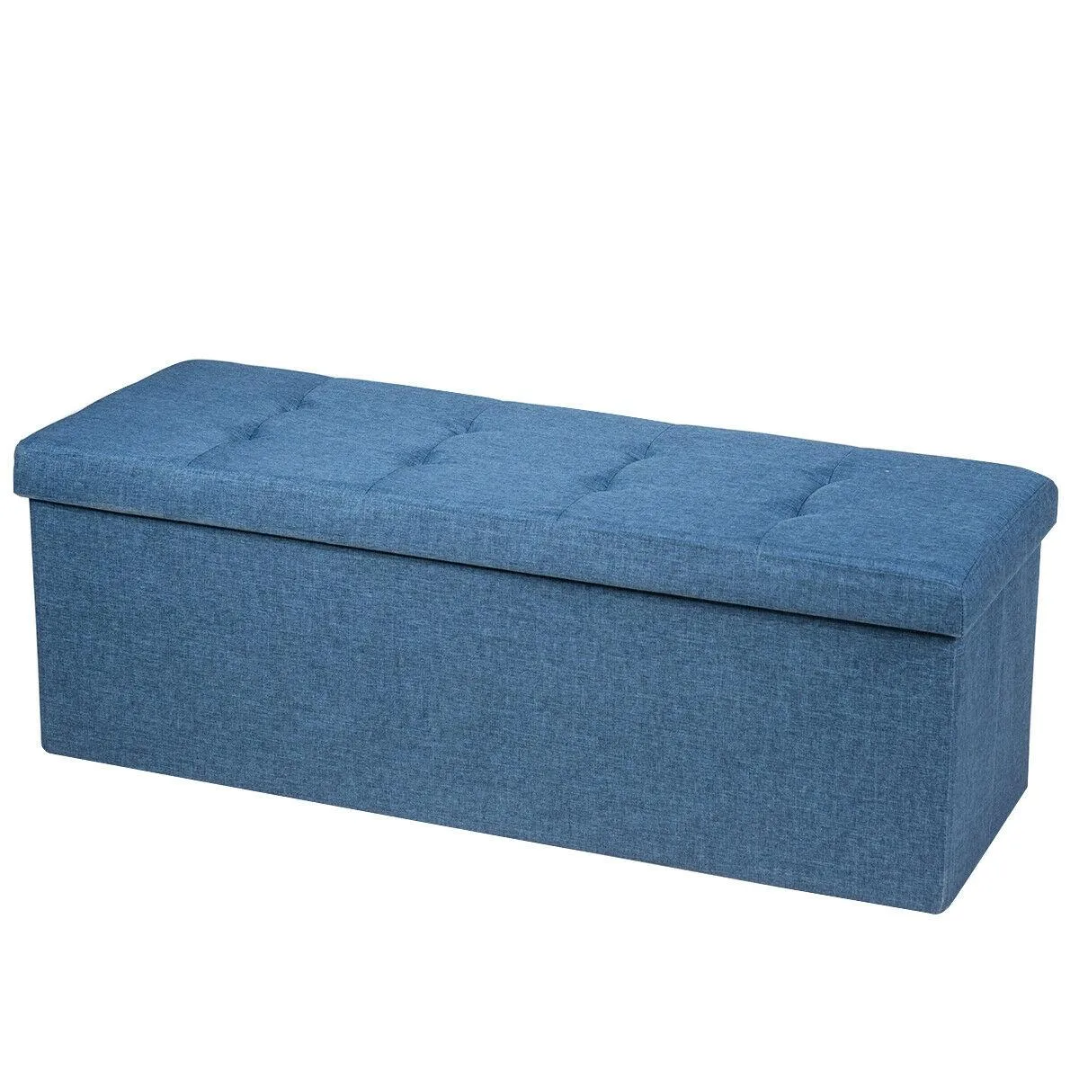 SlickBlue SlickBlue Navy Fabric Folding Storage Ottoman with Divider — product photo
