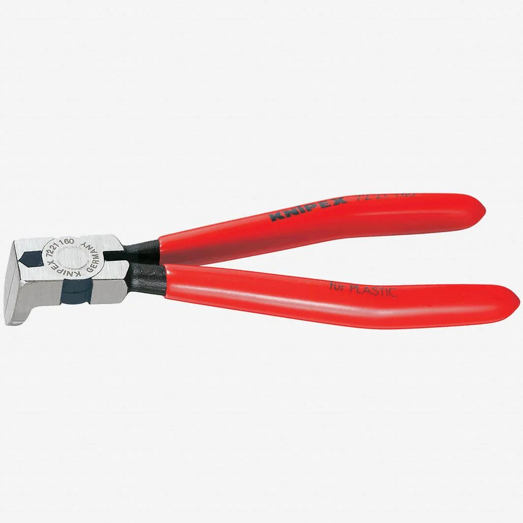 Knipex 6.3 inch diagonal cutting plier with angled jaws and red handles