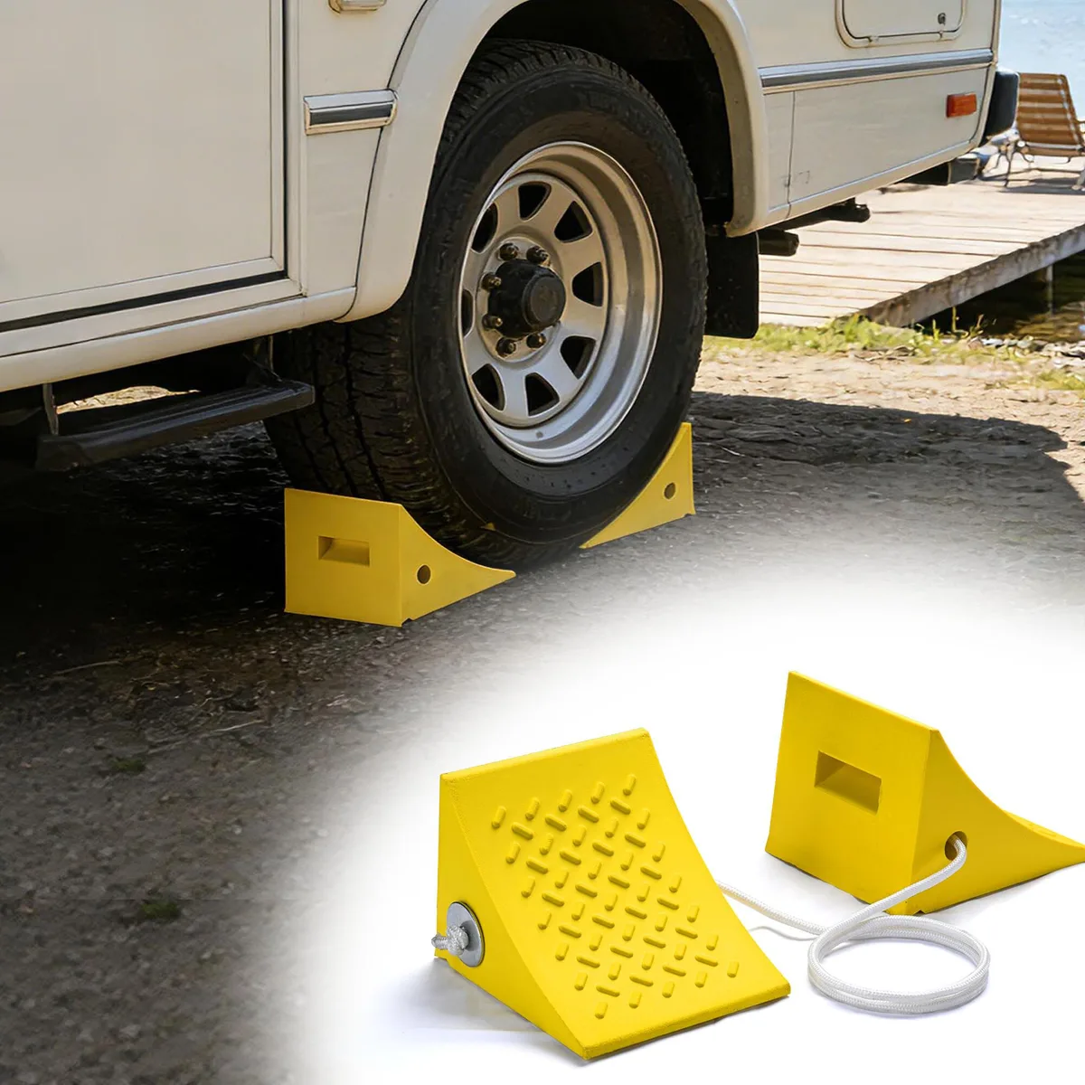 Yescom USA, Inc. Yescom USA, Inc. 33WCK001-WC002-01 PU wheel chocks 33,000 lbs towing — product photo