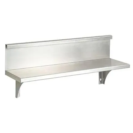 Stainless steel utility shelf with backsplash, satin finish, 24 inch width
