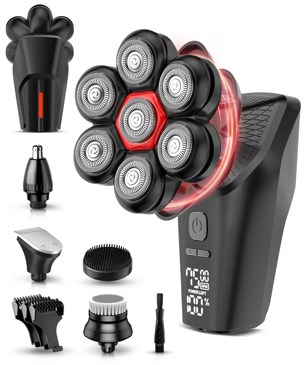 GLLAVA MS-686 rotary head shaver in True Black with LED display
