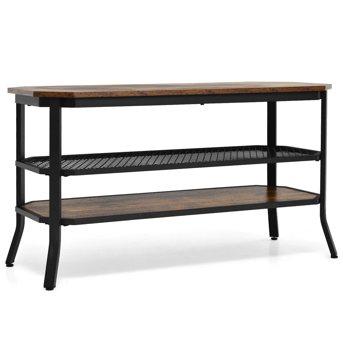 SlickBlue SlickBlue 3-Tier Console Table TV Stand 39.5" Rustic Brown — product photo