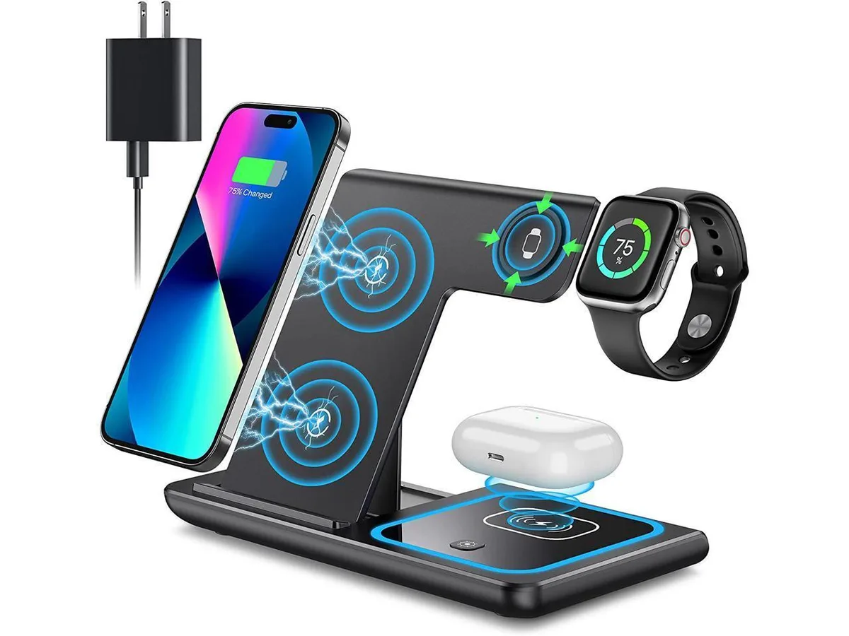SUIUBUY SUIUBUY 3-in-1 Wireless Charger Stand Black — product photo