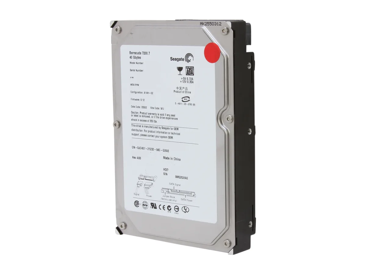 Seagate Seagate BarraCuda 7200.7 ST340014AS dup 40GB 7200 RPM 2MB SATA 1.5Gb/s 3.5" internal hard drive — product photo