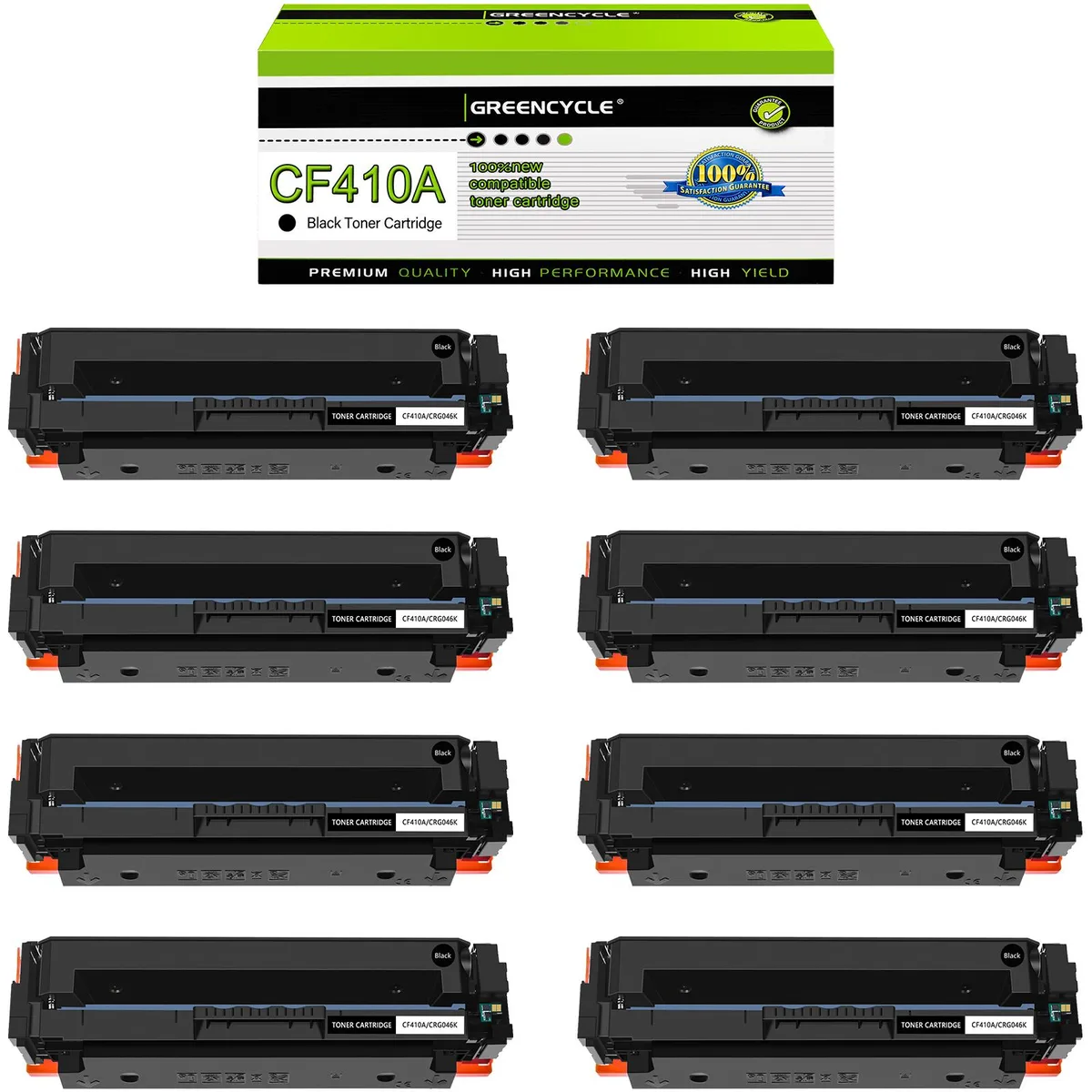 GREENCYCLE GREENCYCLE 410A CF410A Black Toner Cartridge 8 Pack 2300 Pages — product photo