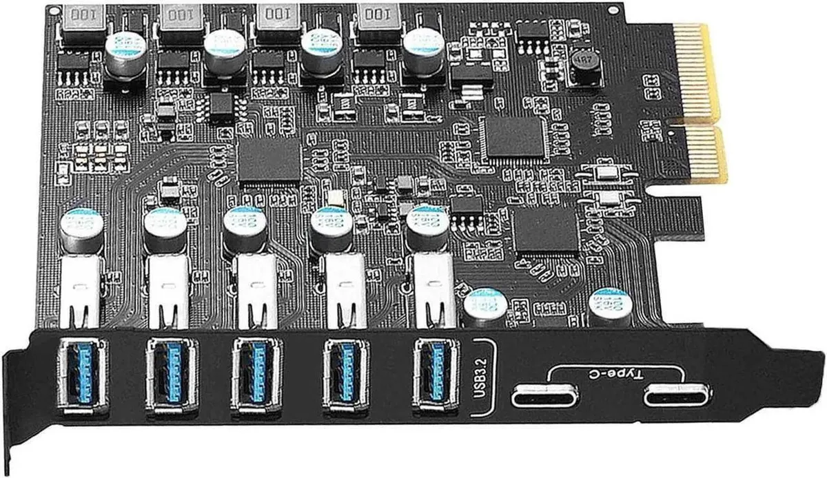 Vszerda Vszerda Superspeed 5Gbps USB 3.2 PCIe Expansion Card (2× USB-C, 5× USB-A) — product photo