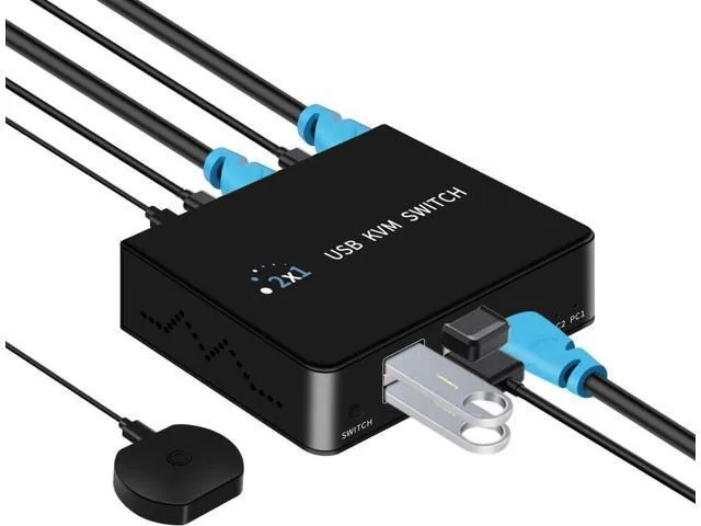 LORDWORLD LORDWORLD HDMI KVM Switch 4K@60Hz 2 Port 1 Monitor 4 USB 2.0 — product photo