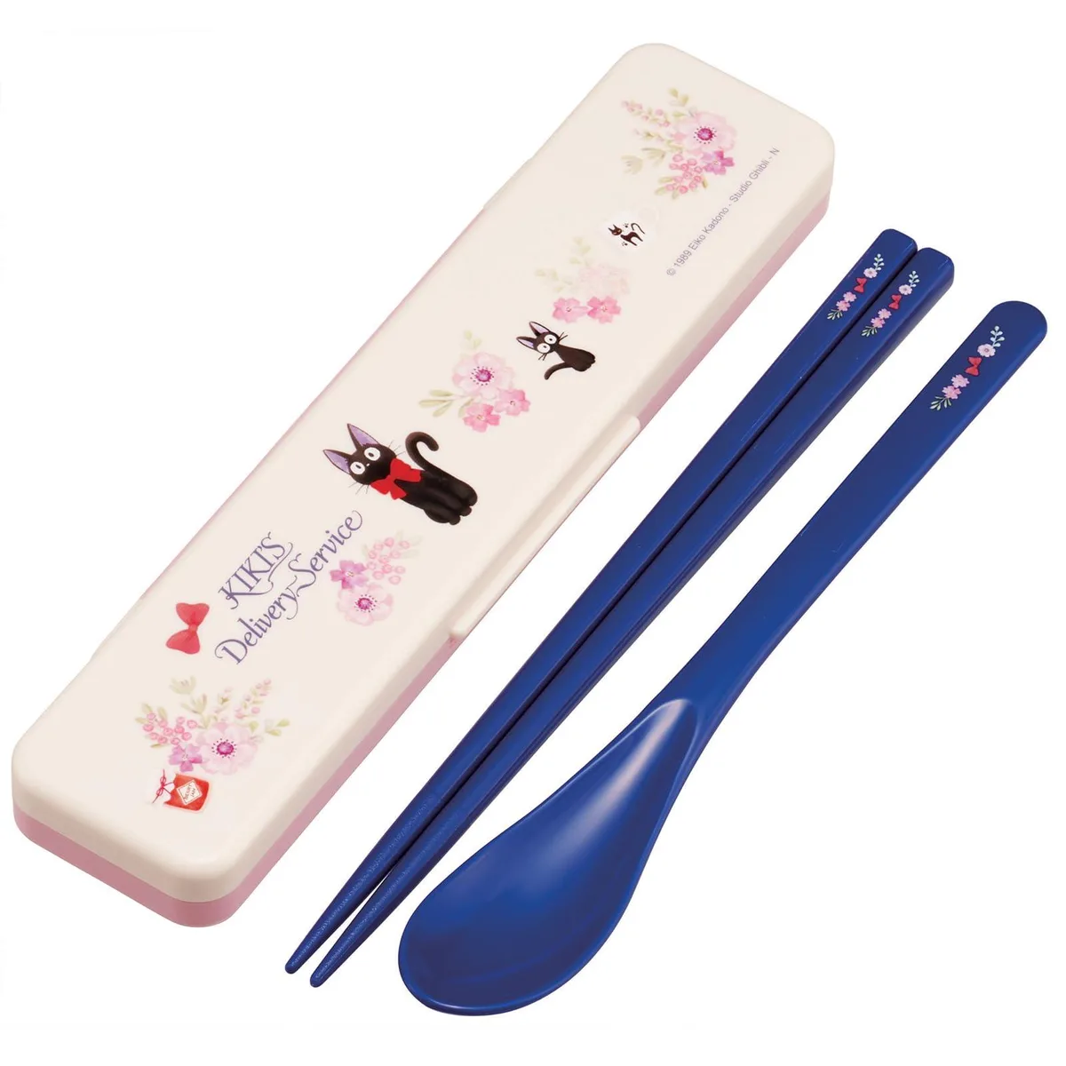 Black stainless steel spoon and chopsticks in compact carrying case