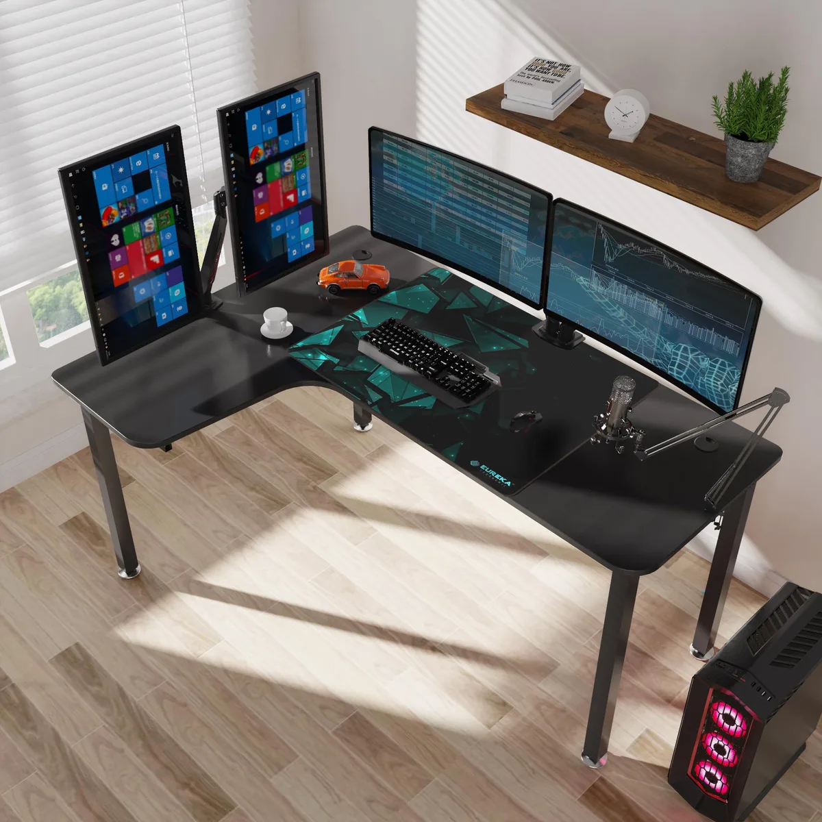 Eureka Ergonomic Eureka Ergonomic L60L L-Shaped Desk 60 inch Black with Mouse Pad — product photo