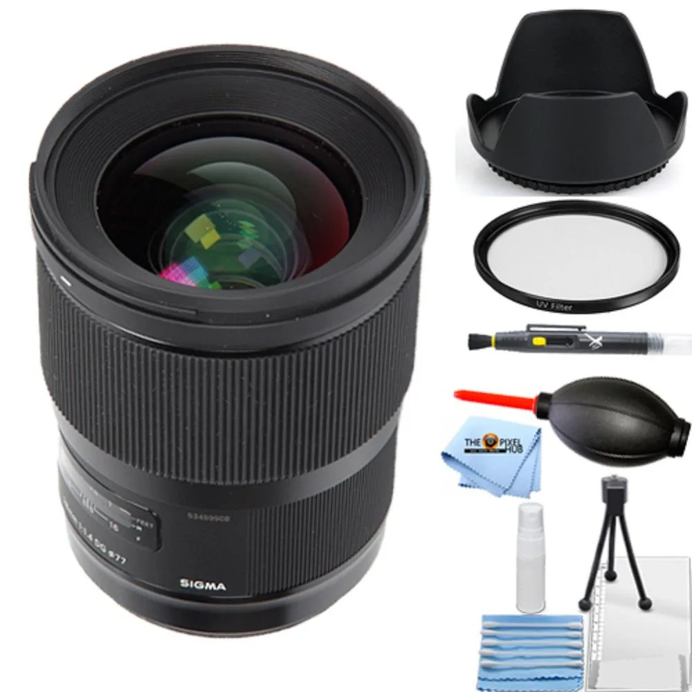SIGMA SIGMA 28mm f/1.4 DG HSM Art Nikon F 441954 Starter UV Filter Bundle camera lens — product photo
