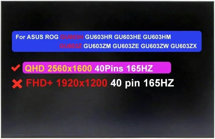 NUOLAISUN NUOLAISUN 16.0" QHD 2560x1600 40Pins laptop screen — product photo