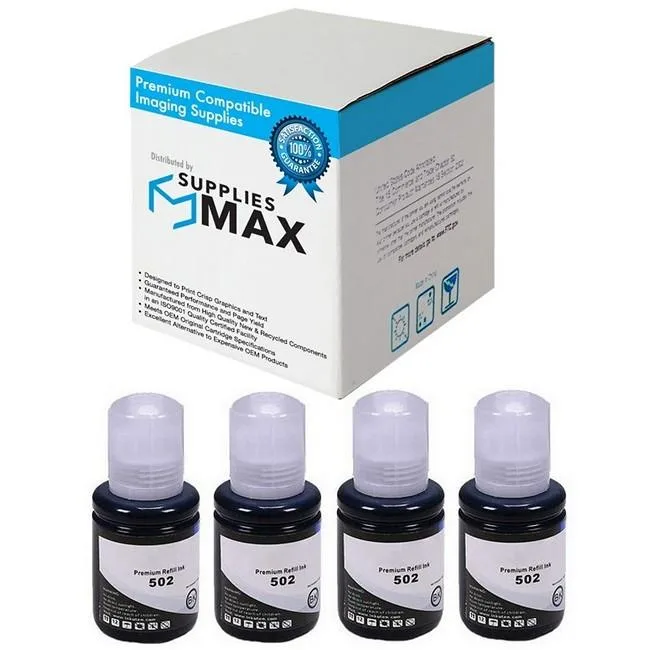 SuppliesMax SuppliesMax T502120 4-pack black ink bottles 7500 pages — product photo