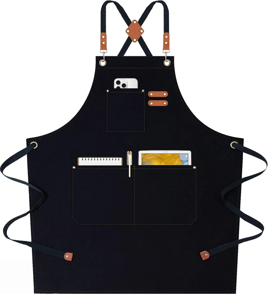  AFUN Cross Back 12oz Cotton Canvas Apron Black M-XXL — product photo