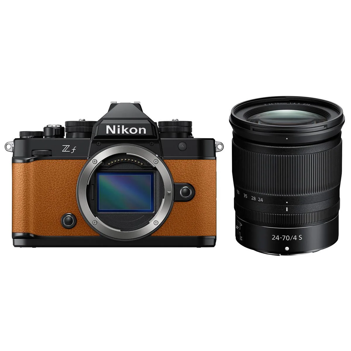 Nikon Inc Nikon Z f Orange with NIKKOR Z 24-70mm f/4 S Lens compact mirrorless camera — product photo