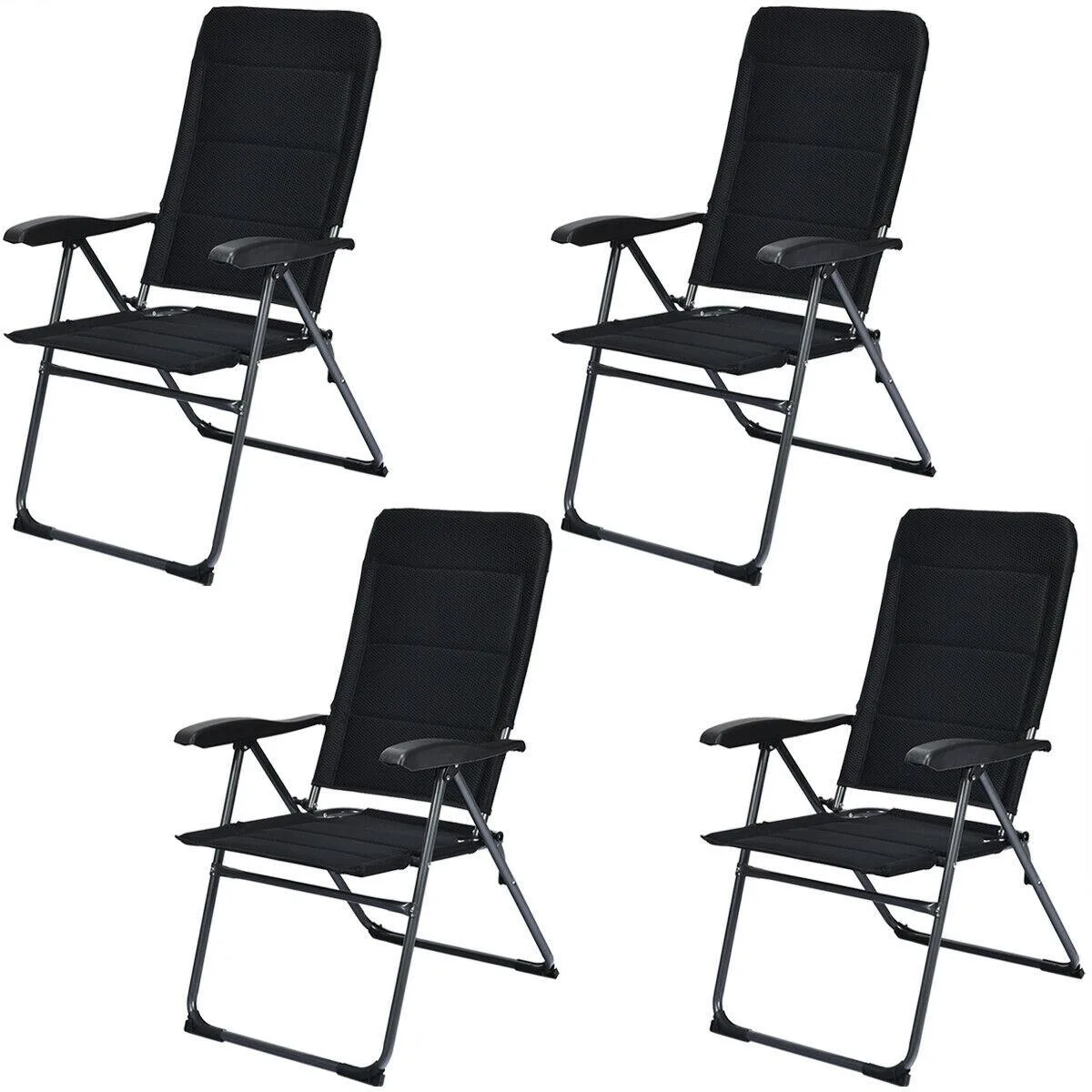 SlickBlue SlickBlue Set of 4 Patio Folding Chairs with Adjustable Backrest, Black — product photo