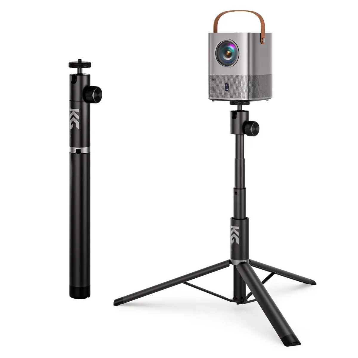 White aluminium tripod stand folded to 15.55 inches with 360 degree ball head