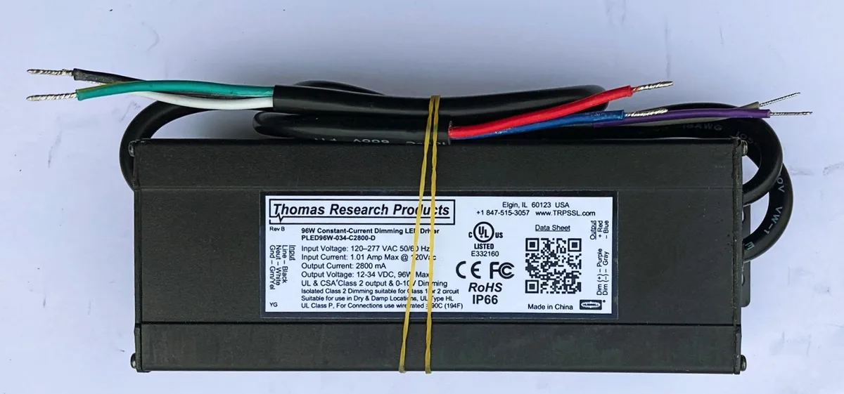 Rectangular aluminum LED driver housing, 96 watts