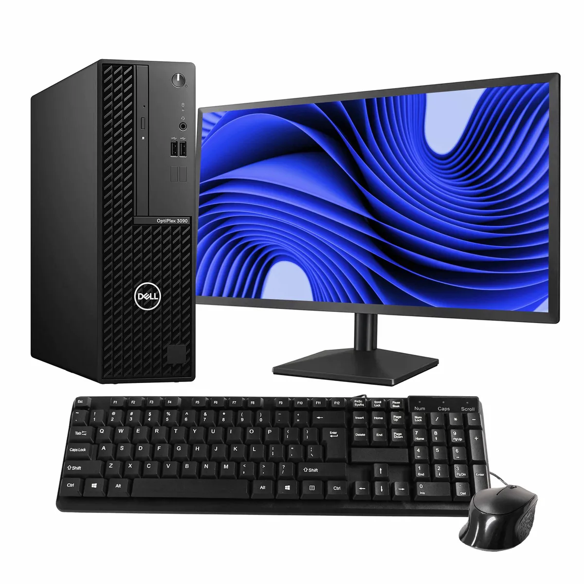 DELL DELL OptiPlex 3090 desktop PC i5-10505 16GB DDR3 1TB SSD Windows 11 Pro 24" monitor Quadro P620 — product photo